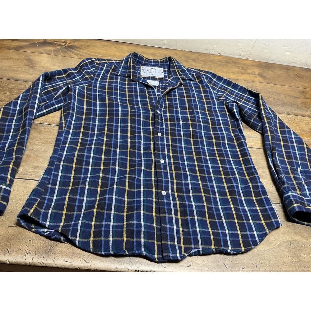 Frank & Eileen "Barry" Womens Size L Cotton Flannel Shirt Blue Plaid Button Up - Picture 2 of 8